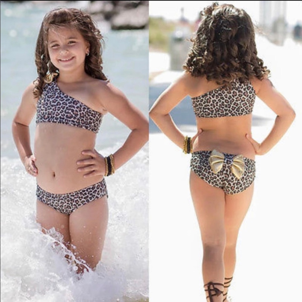 Toddler girl Leopard Bow Bikini Set